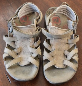 MERRELL Siren bLight Brown Leather Flats Sports Sandals Shoes US 8 Adjustable - Picture 1 of 6