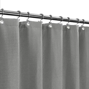 Short Shower Curtain Fabric with 66 inch Length, Waffle Weave, Hotel Luxury Spa, - Picture 1 of 5