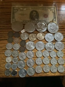 Large Estate Sale $5 Red Lot Dollars Buffalo Nickel Dimes Indian Pennie Coin Set - Picture 1 of 9
