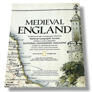 Mapa vintage de National Geographic de Inglaterra medieval 1979 EX - Imagen 1 de 4
