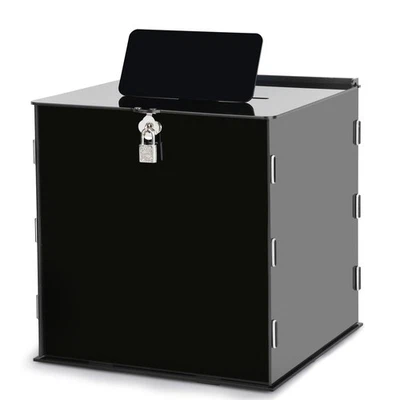 Caja de Tarjetas de Boda Acrílico Negro con Cerradura, Caja de Tarjetas Rústica para Recepción de Boda... Foto 1 de 4