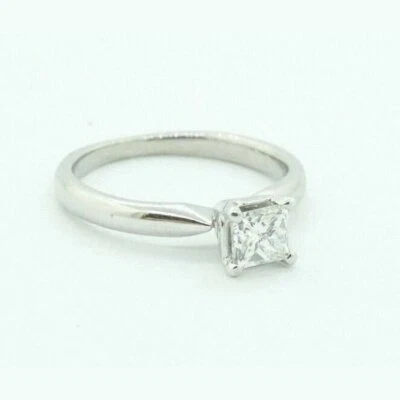  Platinum .50ct Diamond Princess Solitaire Engagement Ring Size 4 Women - Image 1 of 4