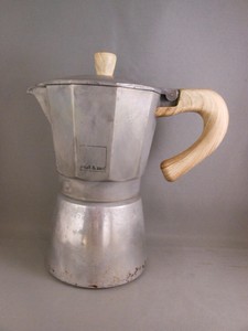Gnali & Zani Italian Espresso Coffee Maker Moka 3 Cup Aluminum Pot Wood Handle