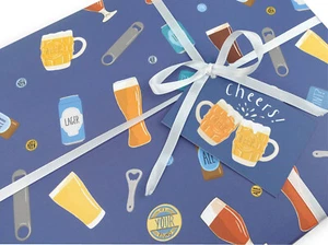 Beer ale gift wrapping paper | Dad quality gift wrap sheet + tag | Recyclable - Picture 1 of 5