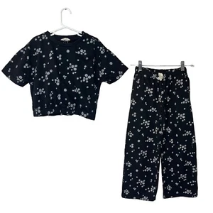 Jessica Simpson Girls Outfit Set Medium Daisy Flower Pattern Pants Crop Top Kids - Picture 1 of 12