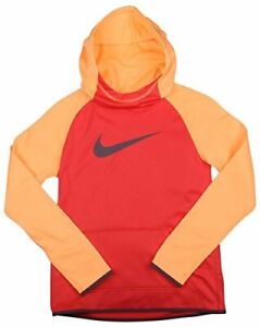 NIKE Girls Sz M Dri-Fit Thermal Pullover Hoodie Sweatshirt 912987 850 Red Orange