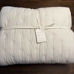 POTTERY BARN COTTON CROSS STITCH QUILT, FULL/QUEEN ~ WHITE - Picture 1 of 9