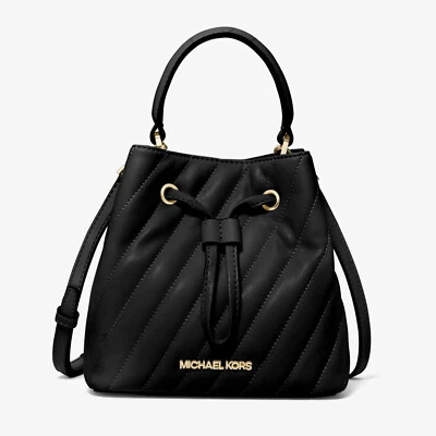 Michael Kors SURI Black Vegan Faux Leather Crossbody Bucket Bag Shoulder Purse - Image 1 of 4