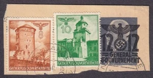 Deutschland Zweiter Krieg Besatzung Polen Generalgouvernement Briefmarke Nazi Partei Hakenkreuz - Bild 1 von 2