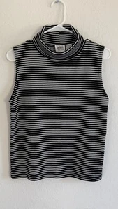 Jason Maxwell knit sleeveless top black white stripe Med EUC - Picture 1 of 5