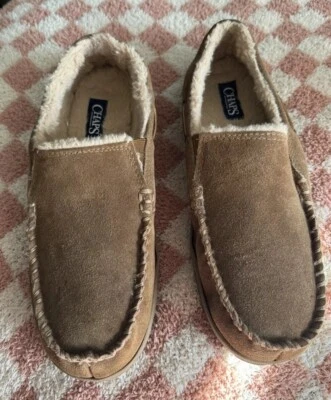 Zapatillas de cuero gamuza Chaps Ralph Lauren para hombre, talla XL (11-12) cálidas. Soporte Foto 1 de 4