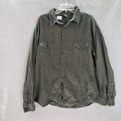 Camisa con botones Tony Hawk para hombre 2XL franela a rayas oliva manga larga bolsillos Foto 1 de 4