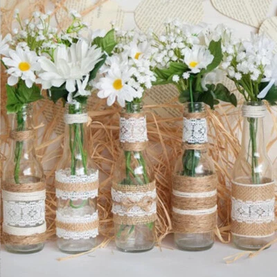 2M/Roll Natural Burlap Jute Lace Ribbon Christmas Gift Wrap Wedding Party Decor - Image 1 of 4