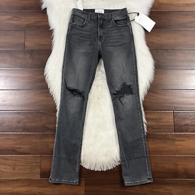 Current Elliott Women's Size 26 Powder Grey Distressed Stovepipe Denim Jeans - Image 1 of 4