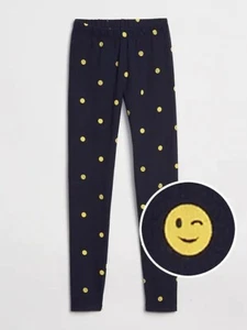 NWT GAP girls Leggings in stretch jersey navy emoji ,size XS (4-5) - Picture 1 of 3