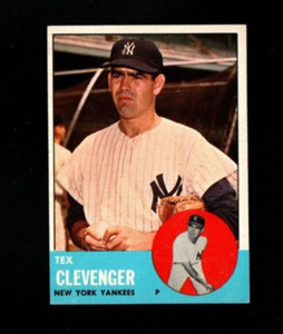 8568* 1963 Topps # 457 Tex Clevenger Vg-Ex