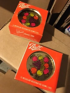2 Lot 12 Vintage Ball Regular Fruit Decorative Dome Mason Jar Lids 24 2 dozen - Picture 1 of 4