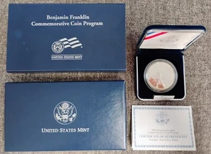 2006-P 90% SILVER PROOF BEN FRANKLIN COMMEMORATIVE (SCIENTIST) COIN, BOX AND COA - Picture 1 of 15