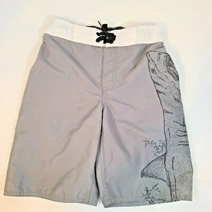 OLD NAVY Boy/Girl Lined Swim Trunks Board Shorts Sz 8 Gray with White - Shark - Picture 1 of 3