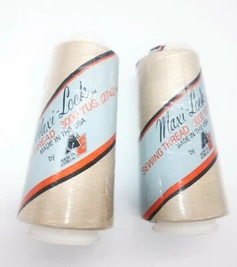 De Colección Serger Hilo de Coser MaxiLock 3000 yardas Carretes Beige por A&E N. Carolina Hecho - Imagen 1 de 5