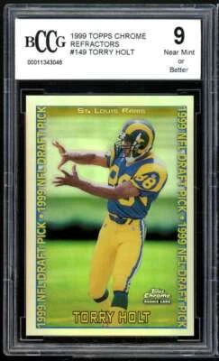 1999 Topps Chrome Refractors #149 Torry Holt Rookie Card BGS BCCG 9 Near Mint+ - Image 1 of 2