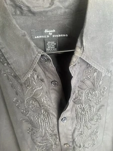Elements by Arnold Zimberg Mens Black XXL 70% Silk Shirt With Stitched Upper - Picture 1 of 6