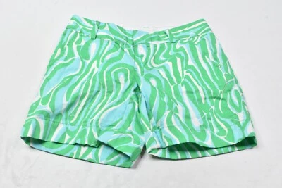 Lilly Pulitzer The Chipper Shorts Womens 2 Green Blue Geometric 7" Cotton - Image 1 of 4