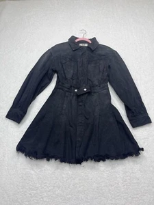 Free People Mini Dress Black Denim Jacket Snap Front Chain Of Command  Medium - Picture 1 of 11