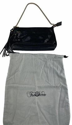 Tre Vero Black Shoulder Bag Satchel Purse Gold Chain Tassel With Dust Cover Bag - Image 1 of 4