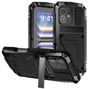 Black Extreme Military Grade Metal Defender Case For iPhone 16 - Picture 1 of 7