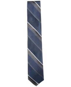 RYAN SEACREST DISTINCTION MEN'S STRIPED PRINT SLIM TIE ONE SIZE NAVY - Picture 1 of 4