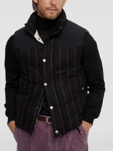 NWT$4595 Brunello Cucinelli Men Alpaca-Wool Striped GooseDown Puffer Vest S A252 - Picture 1 of 12