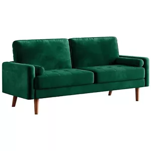 3-Sitzer Sofa Velvet Sitzcouch Gästesofa mit 2 Wurfkissen Loveseat Wohnzimmer DE - Bild 1 von 8