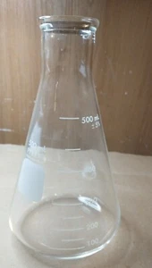 Pyrex Corning Glass Erlenmeyer Flasks w/ Heavy Duty Rim 500mL 4980-500 - Picture 1 of 3