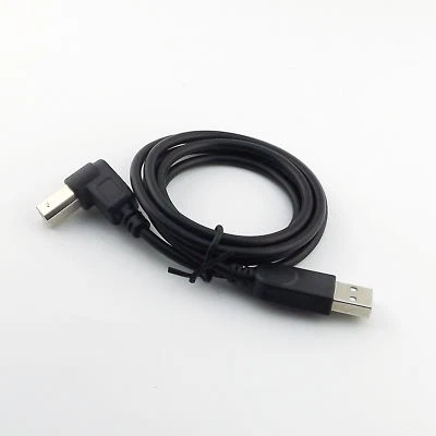 Black USB 2.0 Type A Male to B Male Down Angle Scanner Printer Cable Cord 3FT/1M - Image 1 of 4