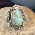 Southwestern Navajo Sterling Silver Green Royston Turquoise Ring Sz 8 1476