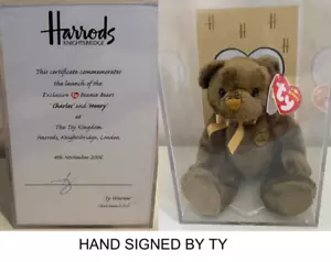 HANDSIGNIERT VON TY - HENRY BEAR / HARRODS 15/25 Ty Beanie Babys PREIS ZU VERKAUFEN - Bild 1 von 2