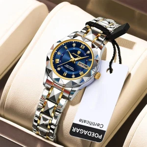 Ladies Watch Luxury Stainless Steel Women Quartz Watches Waterproof Luminous - Picture 1 of 20