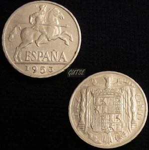 SPAIN, FRANCO-2, 10 CENTIMOS 1953, ORIGINAL LUSTER, UNCIRCULATED. - Picture 1 of 1