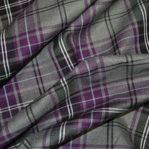 Check Tartan Fabric Fashion Purple Pattern Polyviscose | 59"(150cm) Wide | Metre - Picture 1 of 3