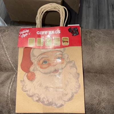 Juego de 5 bolsas de regalo Kraft de Navidad pequeñas de 8,5” X 6,5” bolsas de papel para golosinas de vacaciones Foto 1 de 4