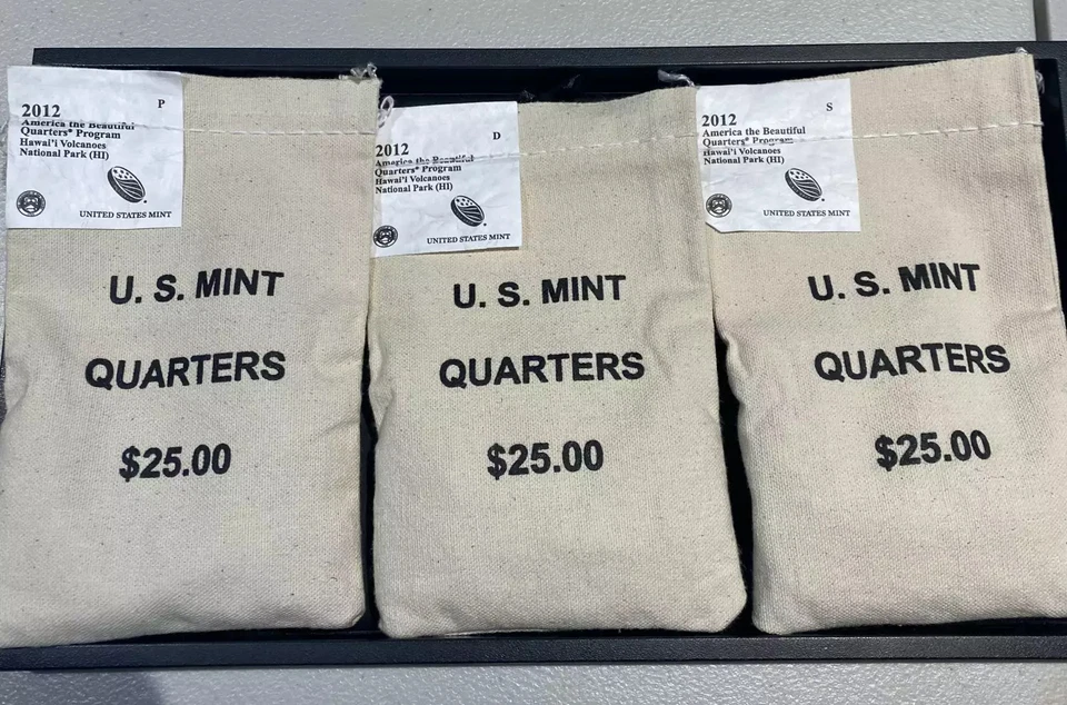 2012 - P.D.S.  ATB Quarters Hawaii Volcanoes $25 U.S. Mint Sewn Bags - Image 1 of 1