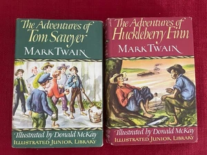 The Adventures Of Tom Sawyer 1946 & Huckleberry Finn 1948 Mark Twain 2 Books - Picture 1 of 11