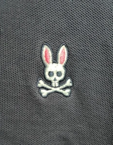 PSYCHO BUNNY POLO SHIRT MENS SIZE 6 (L) BLACK EMBROIDERED LOGO DESIGNER  - Picture 1 of 4