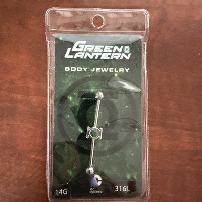 Barra industrial The Green Lantern 14G joyería corporal plata DC Comics Foto 1 de 2