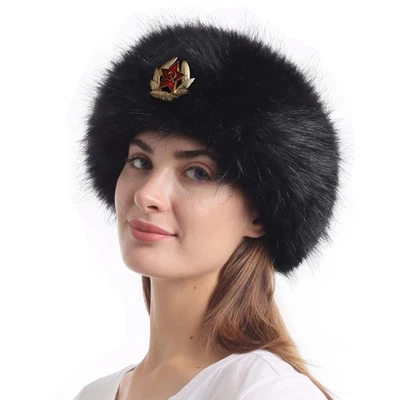 Diadema de piel sintética con elástico calentador de orejas de invierno para mujer negra con KGB 2 Foto 1 de 4