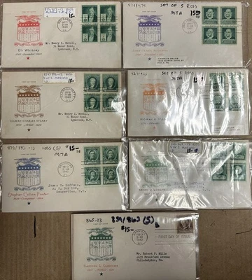 1940 FAMOUS AMERICANS CMPLT SET 35 ROSS FDCs AUTHORS POETS INVENTORS MARKED $105 - Image 1 of 4