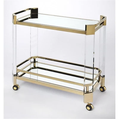 Butler Specialty Company Charlevoix Acrylic 2-Tier Bar Cart - Clear & Gold - Image 1 of 4