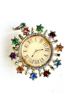 De Colección Único Colgante Cambio Imitación Reloj Tono Dorado Coloridos Estrás Monedas de diez centavos - Imagen 1 de 8