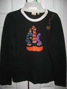 Mujer Negro CALABAZAS BRUJA SOMBREROS Y ARAÑA Sudadera Mediana 8 - 10 Halloween - Imagen 1 de 2